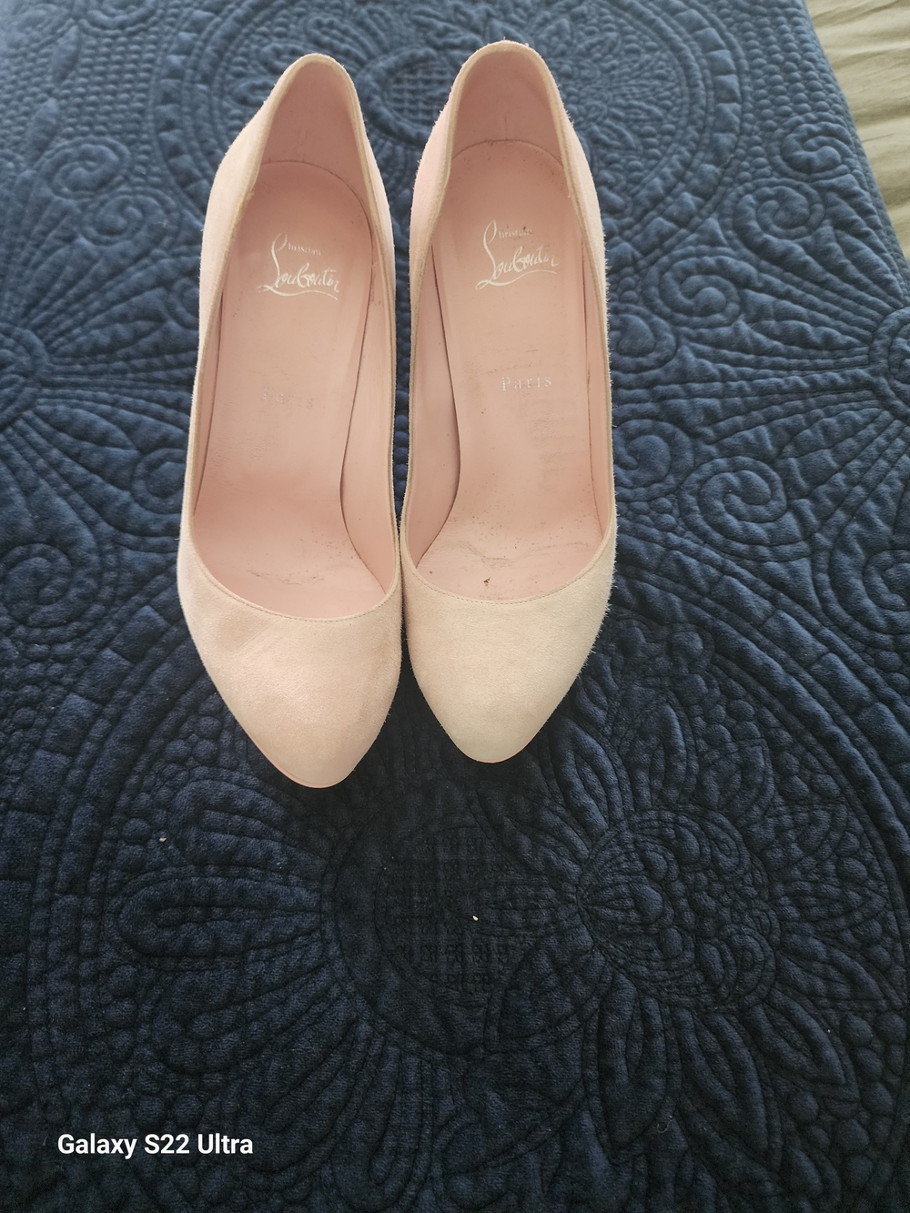 Christian Louboutin Pale Pink Suede Pointed-Toe Pumps